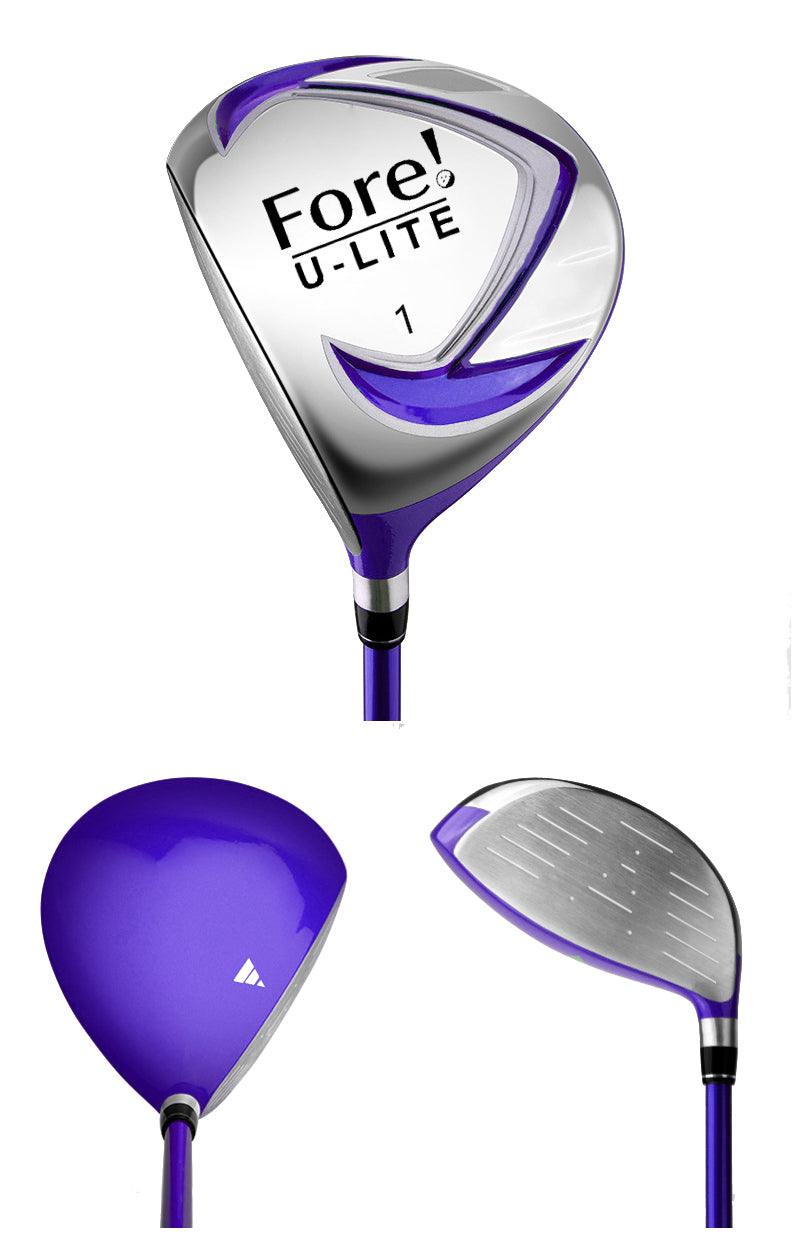 Load image into Gallery viewer, Fore! U-Lite 3 Club Bundle for Girls Ages 6-8 Purple (kids 44-52&quot; tall) - No Bag
