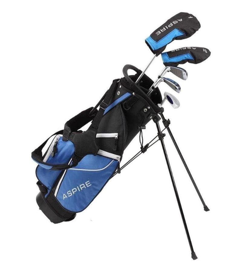Aspire Jr Plus 5 Club kids Golf Set for Ages 9-10 (51-56 inches) Blue