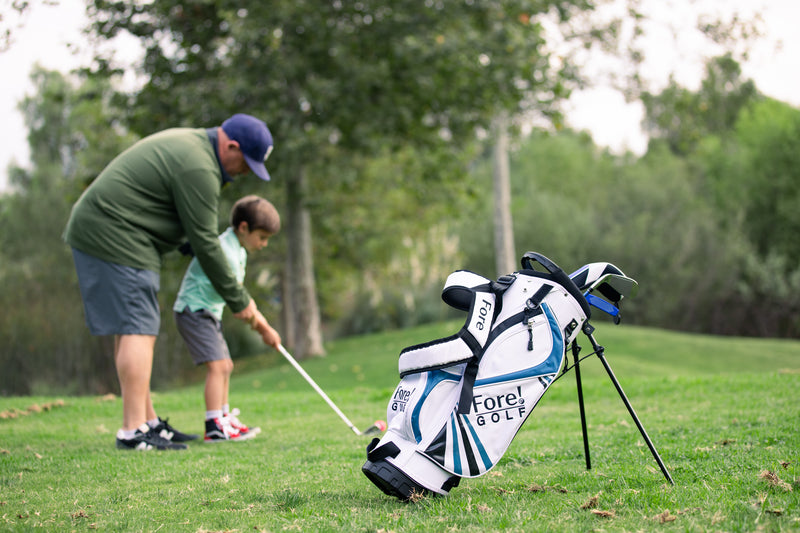 Load image into Gallery viewer, Fore! U-Light 4 Club Kids Golf Set for Ages 6-8 (kids 44-52&quot; tall) Blue
