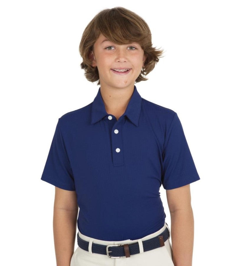Load image into Gallery viewer, Ibkul Boys Solid Golf Shirt - Navy
