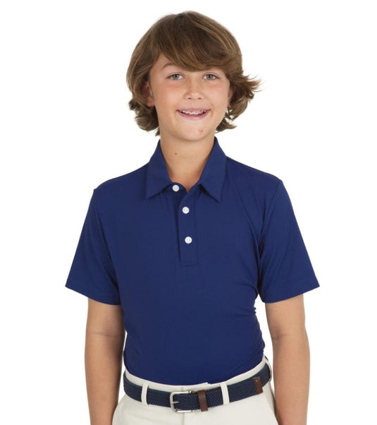 Ibkul Boys Solid Golf Shirt - Navy