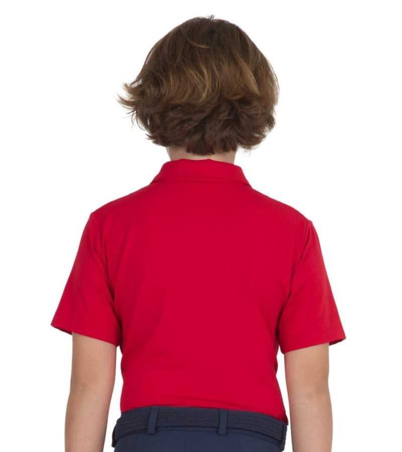 Load image into Gallery viewer, Ibkul Boys Solid Golf Shirt - Red Backj
