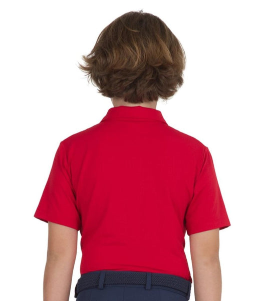 Ibkul Boys Solid Golf Shirt - Red Backj