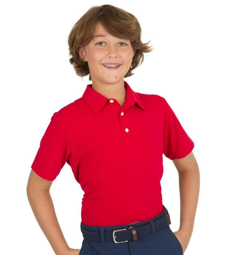 Ibkul Boys Solid Golf Shirt - Red