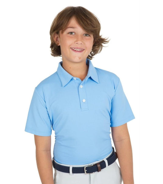 Ibkul Boys Solid Golf Shirt - Sky Blue