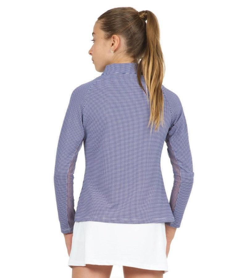 Load image into Gallery viewer, IBKÜL Checkered Quarter Zip Girls Golf Shirt
