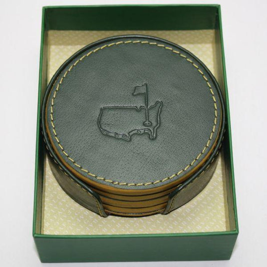 Masters Green and Yellow Genuine Leather Coasters - allkidsgolfclubs