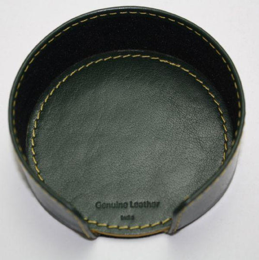 Masters Green and Yellow Genuine Leather Coasters - allkidsgolfclubs