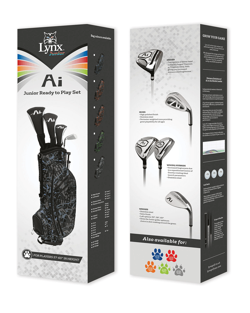 Load image into Gallery viewer, Lynx AI Junior Golf Clubs for 57-60 Inches Tall Black
