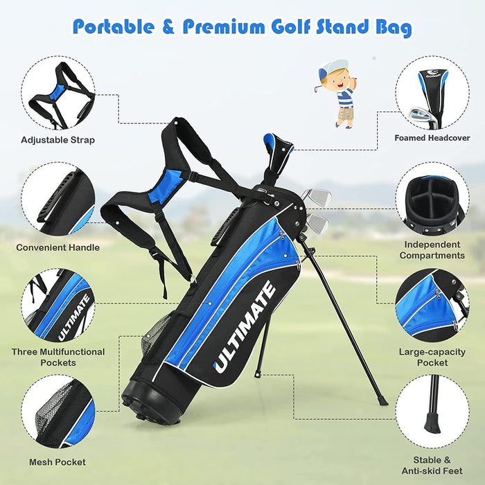 Tangkula Ultimate 4 Club Kids Golf Set for Ages 11-13 (57-63 inches) Blue