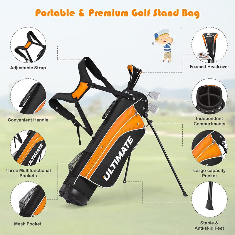 Load image into Gallery viewer, Tangkula Ultimate 4 Club Kids Golf Set for Ages 8-10 (50-57 inches) Orange
