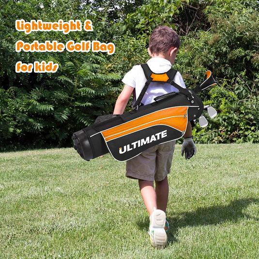 Tangkula Ultimate 4 Club Kids Golf Set for Ages 8-10 (50-57 inches) Orange