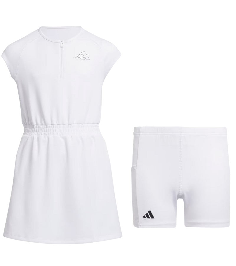 Load image into Gallery viewer, Adidas Aeroready Half-Zip Girls Golf Dress White Front
