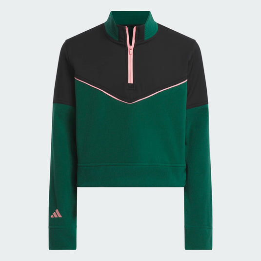 Adidas Crop Girls Golf Pullover Green