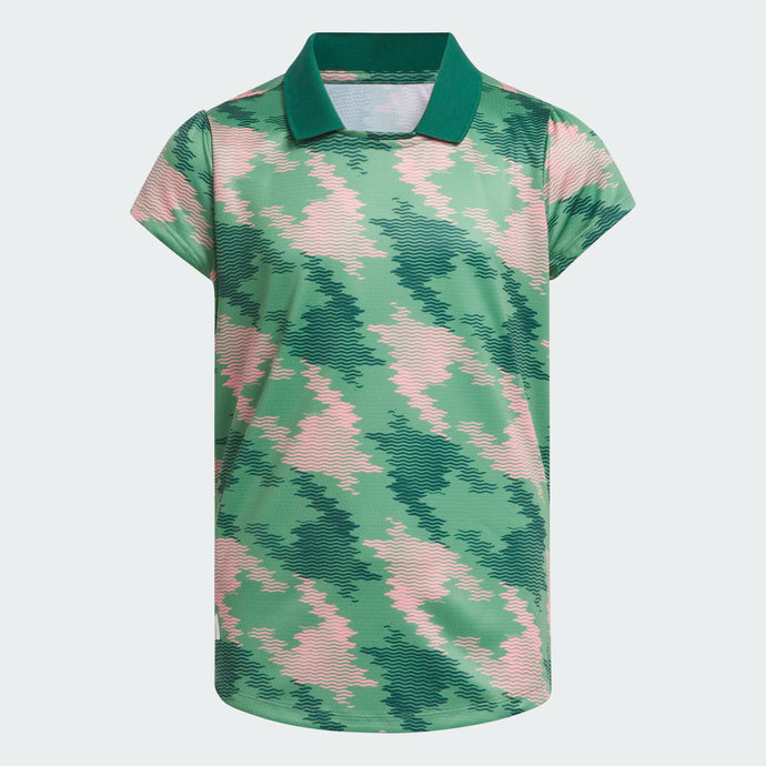 Adidas Printed Girls Golf Polo Green