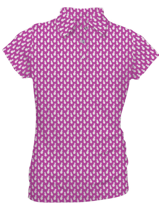 Garb Ava Youth Girls Golf Polo Pink Pineapples