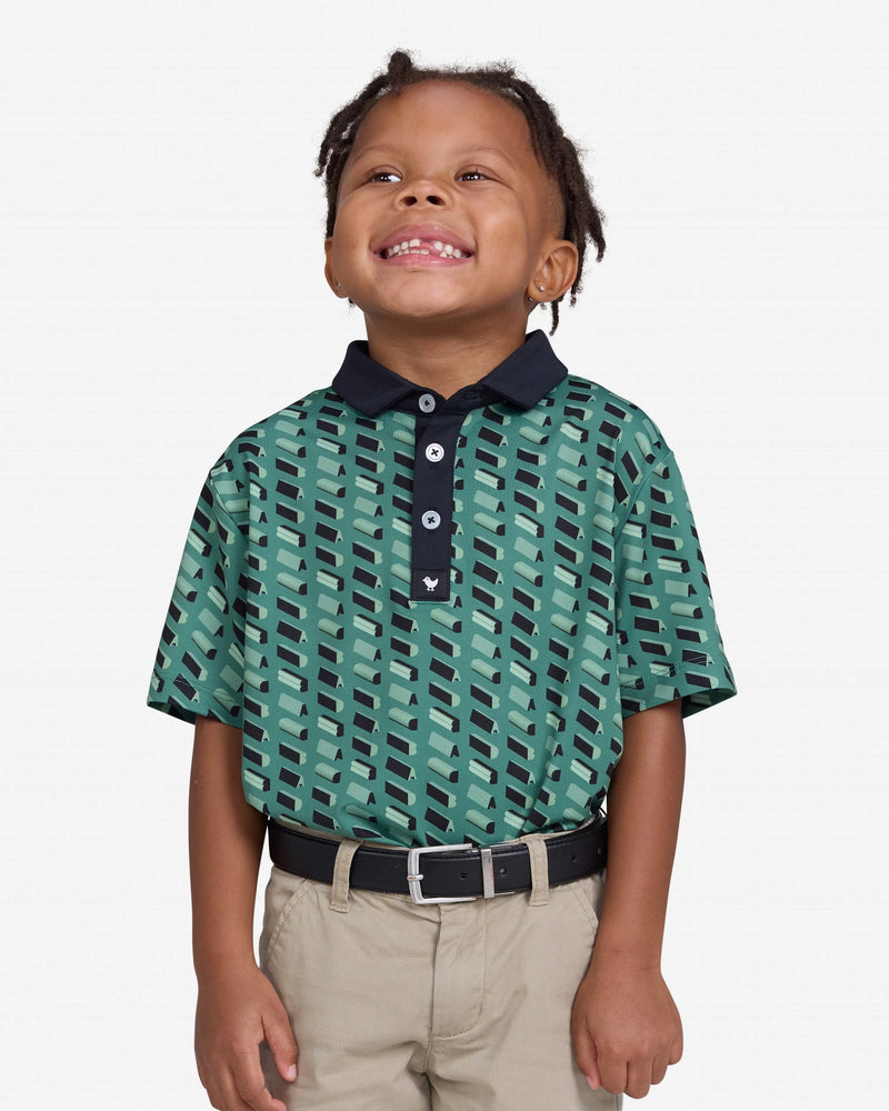 Load image into Gallery viewer, Bad Birdie Bad Blocks Greens Kids Golf Polo
