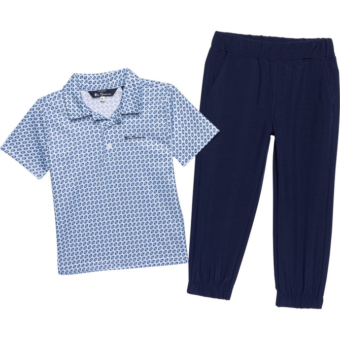 Ben Sherman Toddler Boys Geo Tech Golf Polo Shirt and Pants Set