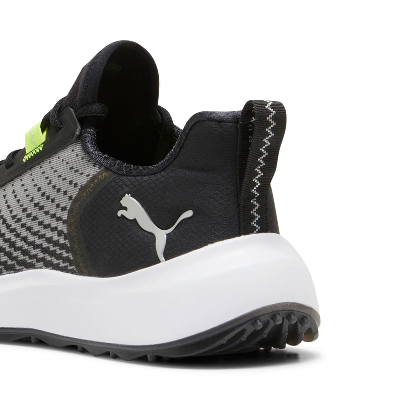 Load image into Gallery viewer, Puma Fusion Crush Sport Jr Spikeless Golf Shoes Black Electric Lime Back
