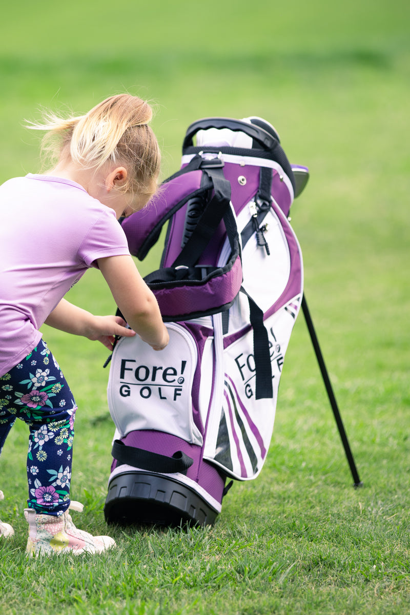 Load image into Gallery viewer, Fore! Golf Junior Stand Bag Purple Ages 3-8 (Bag Height 27&quot;)
