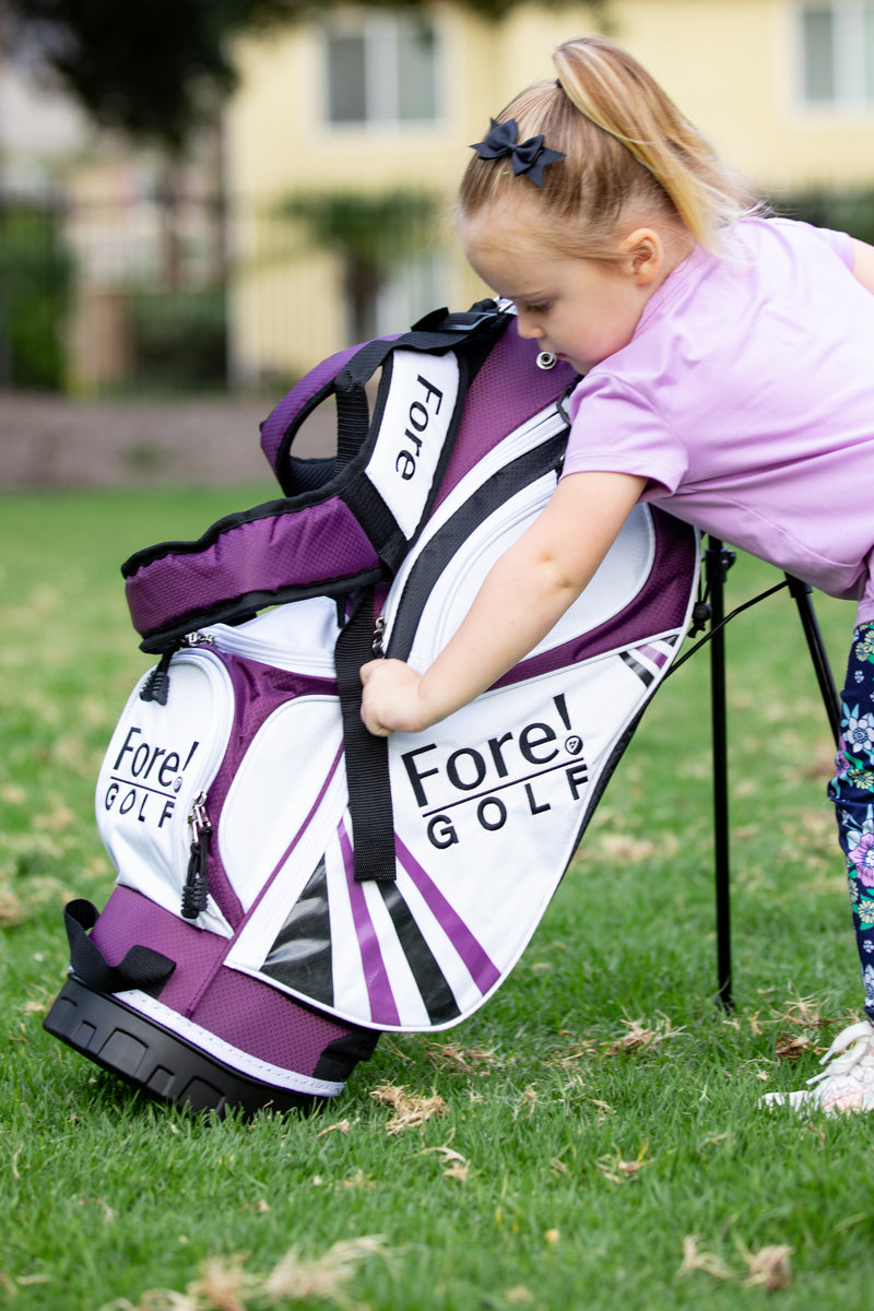 Load image into Gallery viewer, Fore! Golf Junior Stand Bag Purple Ages 3-8 (Bag Height 27&quot;)
