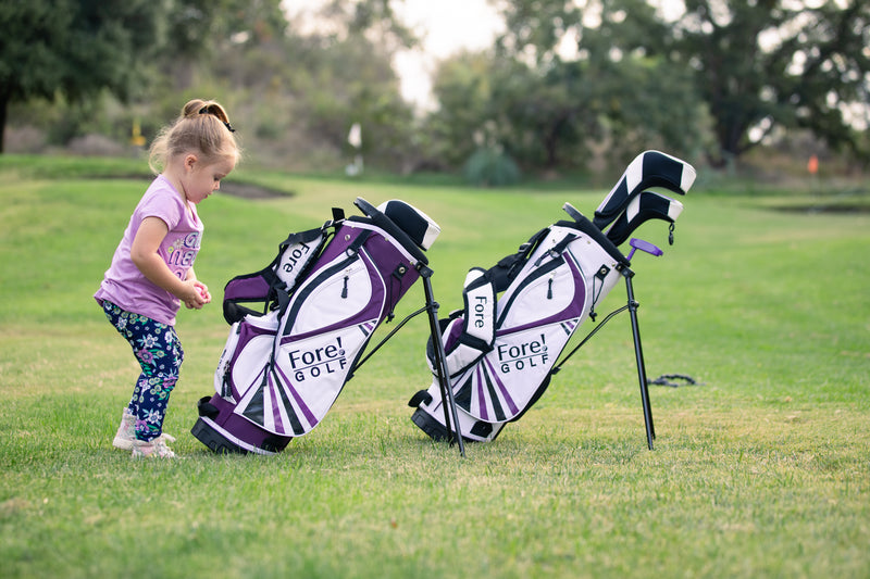 Load image into Gallery viewer, Fore! Golf Junior Stand Bag White Purple Ages 3-8 (Bag Height 27&quot;)
