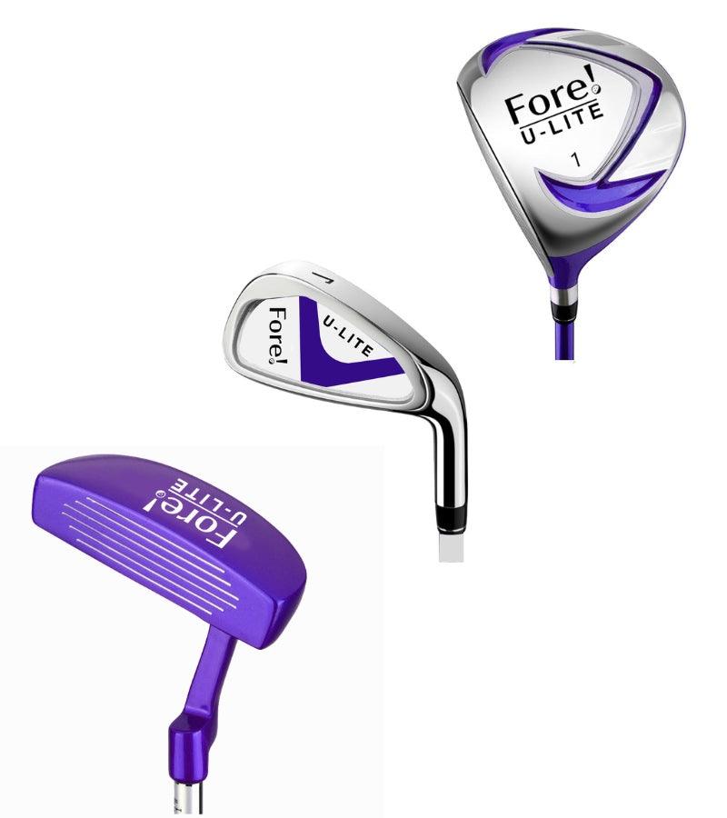 Load image into Gallery viewer, Fore! Ulite Golf Girls 3 Club Bundle for Ages 6-8 Purple - Available in Right &amp; Left Hand
