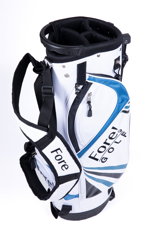 Fore! Golf Junior Stand Bag White Blue Ages 3-8 (Bag Height 27
