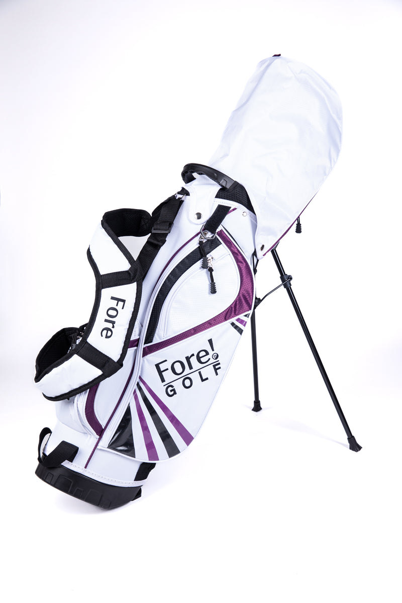 Load image into Gallery viewer, Fore! Golf Junior Stand Bag White Purple Ages 3-8
