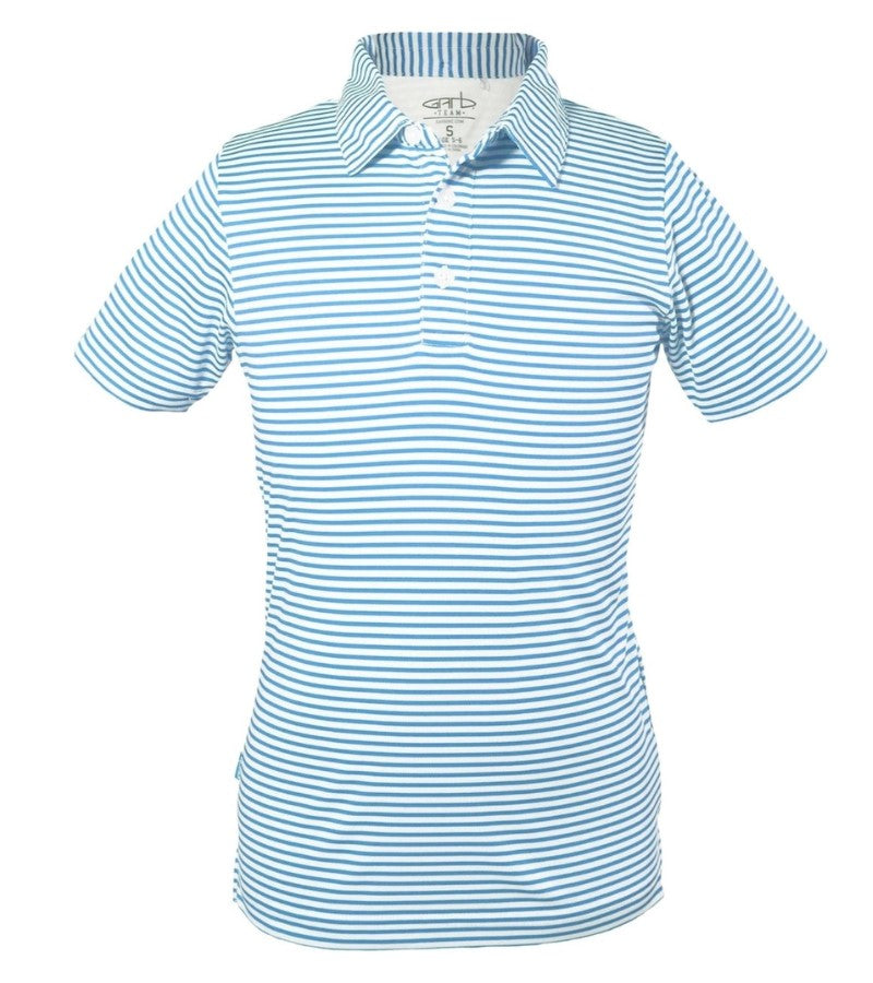 Load image into Gallery viewer, Garb Caron Striped Toddler Boys Golf Polo Light Blue
