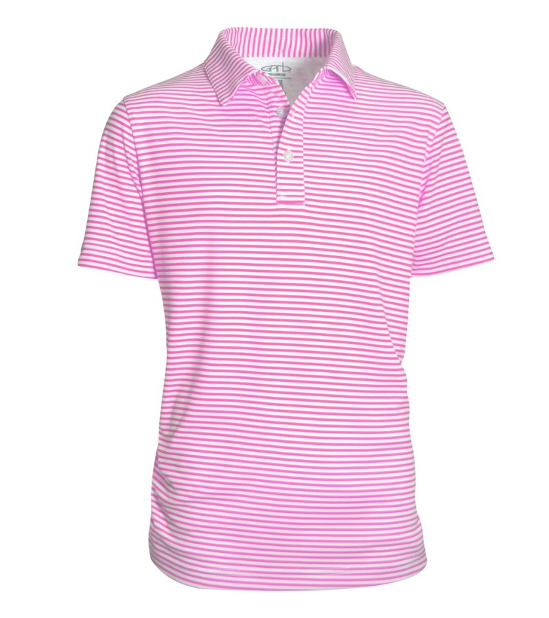 Load image into Gallery viewer, Garb Caron Striped Toddler Boys Golf Polo Pink
