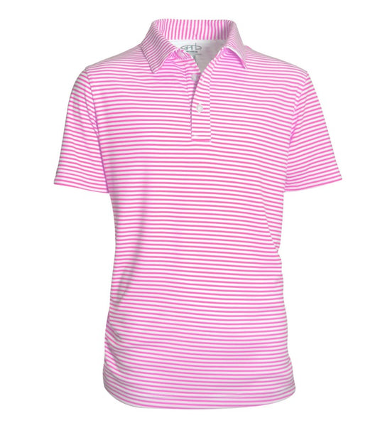 Garb Caron Striped Toddler Boys Golf Polo Pink