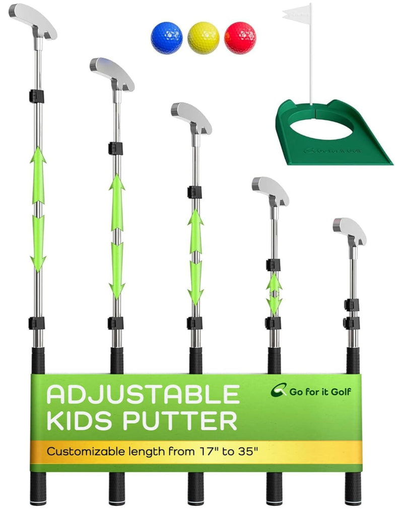 Load image into Gallery viewer, Go For It Golf Metal Adjustable Putter Kit for Ages 3-16 (kids 28-63&quot; tall)
