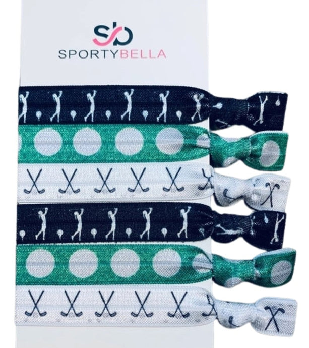 Golf Themed Hair Ties - Pack of 6