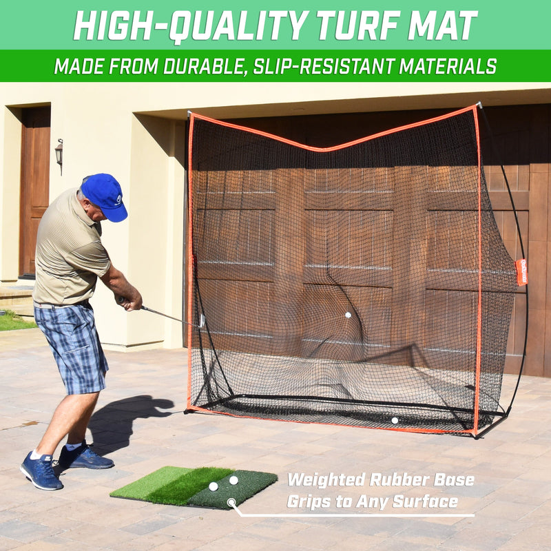Load image into Gallery viewer, GoSports Tri-Turf Golf Practice Mat 24&quot;x24&quot;
