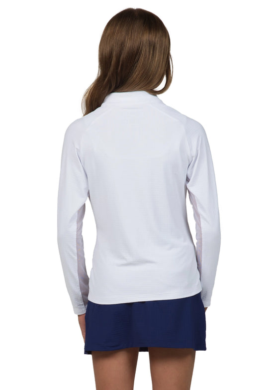 IBKUL Girls Quarter Zip Back White