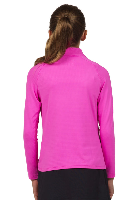 IKBUL Girls Quarter Zip - Hot Pink Back