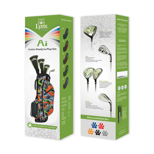 Lynx Ai 4 Club Junior Golf Set for Ages 9-11 (kids 54-57" tall) Green