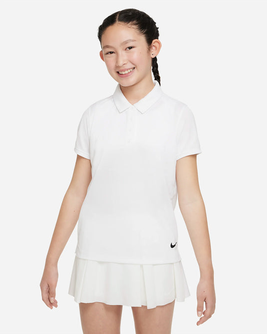 Nike Dri-Fit Victory Girls Golf Polo White