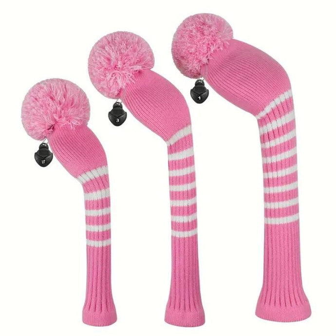 Pink Pom Pom Knit Golf Headcovers