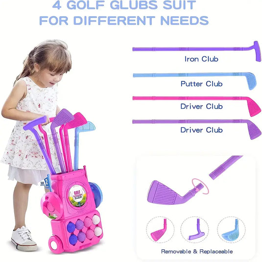 Pink Plastic Girls Toddler Golf Set