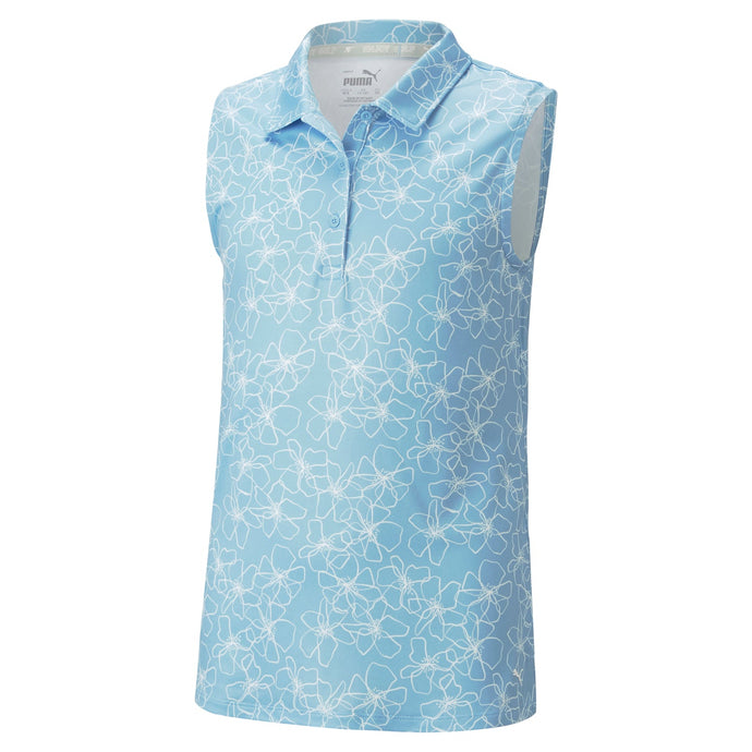 Puma Golf Girls CLOUDSPUN Island Sleeveless Polo Day Dream Heather Blue