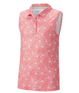 Load image into Gallery viewer, Puma Golf Girls CLOUDSPUN Island Sleeveless Polo Loveable Front
