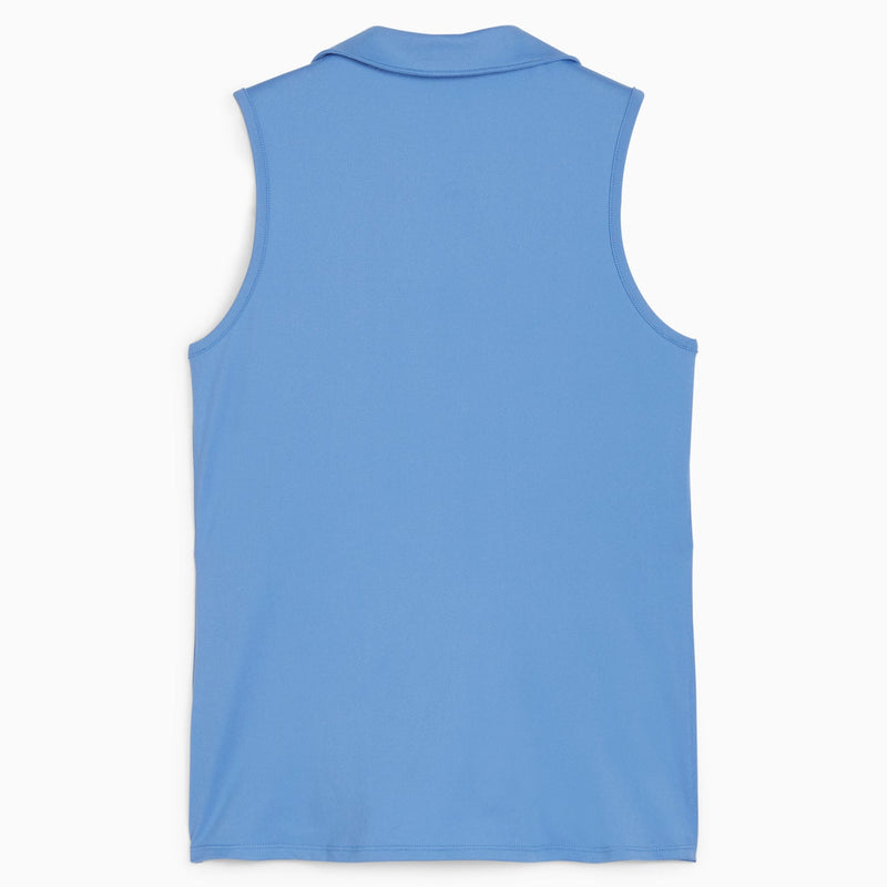 Load image into Gallery viewer, Puma Piped Girls Sleeveless Golf Polo Blue Skies - Back
