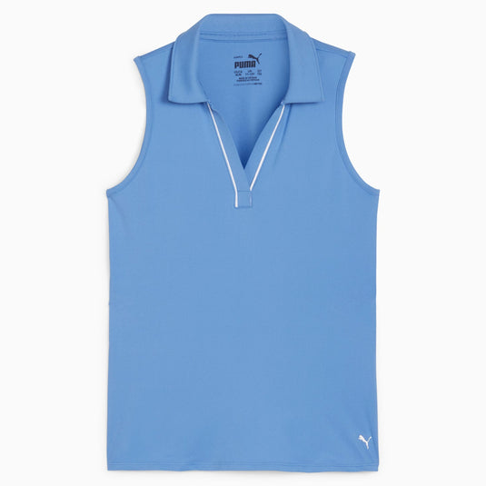 Puma Piped Girls Sleeveless Golf Polo Blue Skies