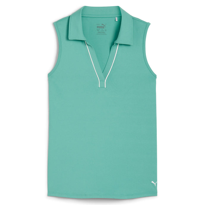 Puma Piped Girls Sleeveless Golf Polo Jade