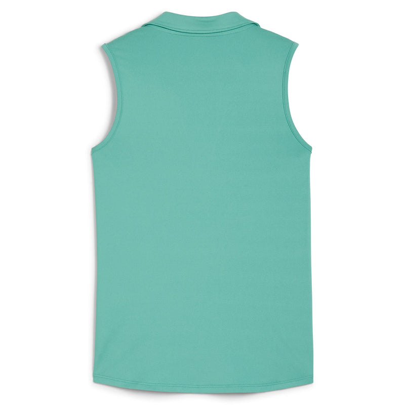 Load image into Gallery viewer, Puma Piped Girls Sleeveless Golf Polo Jade - Back
