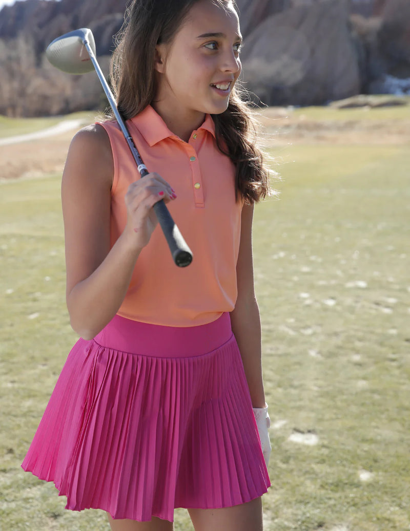 Load image into Gallery viewer, Garb Poppy Youth Girls Golf Polo
