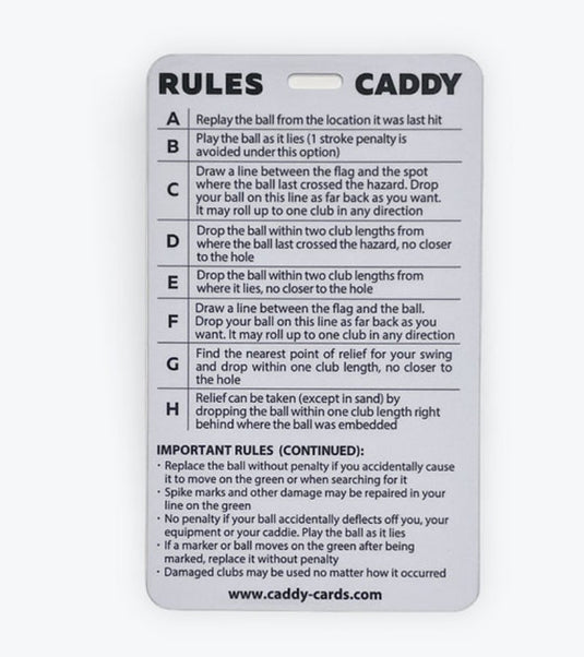 Rules Caddy Golf Card