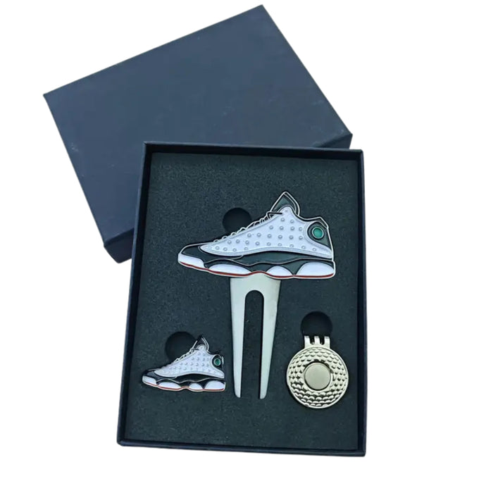 Sneaker Golf Divot Tool and Sneaker Ball Marker with Removable Hat Clip